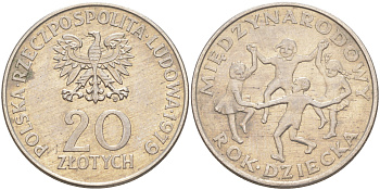 Польша 20 злотых 1979 Международный год детей KM 99 медно-никель 4111-324