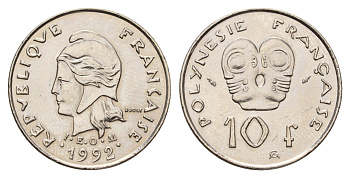 Французская Полинезия 10 франков 1992 KM 8 никель UNC 177-244