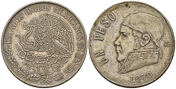 Мексика 1 песо 1970 Хосе Мария Морелос KM 460 медно-никель 111-126
