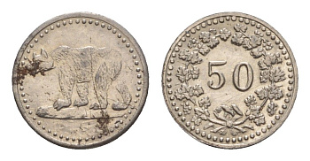 Германия игровой жетон в 50 единиц ND медведь, диаметр 13 мм, вес 0,6 гр железо никель 4651-1237