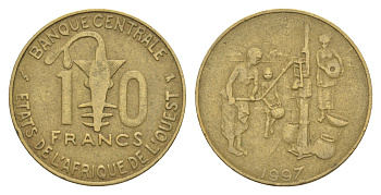 Западная Африка (BCEAO) 10 франков 1997 KM 10 медь алюминий никель 4612-833