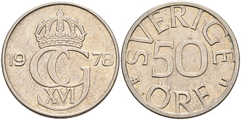 Швеция 50 эре 1978 Карл XVI Густав (1973- ) KM 855 медно-никель 4582-811