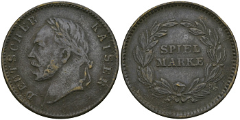 ГЕРМАНИЯ ЖЕТОН ИГРОВОЙ ND SPIEL MARKE, НЕМЕЦКИЙ КАЙЗЕР, ДИАМЕТР 21,5 ММ. бронза 99-535