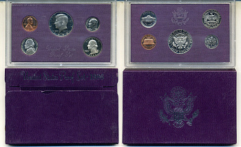 США годовой набор из 5 монет (1, 5, 10, 25 и 50 центов) 1986 в оригинальной упаковке KM PS155 (164a, A192, 195a, 201b и 202b) PROOF 8-2-02-34