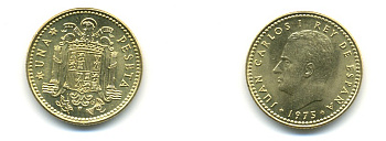 Испания 1 песета 1975 (78) Хуан Карлос I (1975-2014) KM 806 алюминиевая бронза UNC 176-326