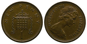 Великобритания 1 пенни 1976 Елизавета II (1952-2022) KM 915, Spink 4237 (B1) бронза 4384-742