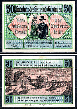 Зельзинген (Пруссия, Ганновер) 50 пфеннигов 1920 Mehl Grabowski 1220.1 бумага UNC (пресс) 7556-62-2-1