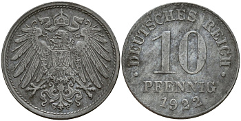 Германия 10 пфеннигов 1922 KM 20, J. 298 железо 4187-1027