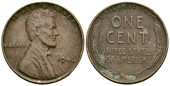 США 1 цент 1946 KM A132 латунь 4136-956