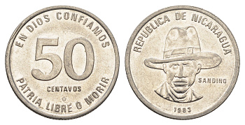 Никарагуа 50 сентаво 1983 KM 42a сталь плакированная никелем 4663-731
