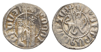 Киликийская Армения трам 1226-1271 Хетум I и царица Забель, держат крест/лев с патриаршим крестом  серебро    1516-825