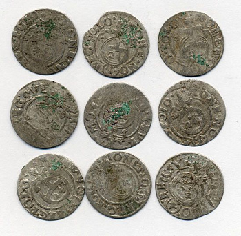 ПОЛЬША ЛОТ ИЗ 9 МОНЕТ В ПОЛТАРАК XVII век серебро M12-2-7