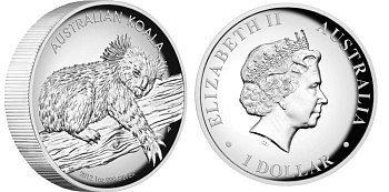 Австралия 1 доллар 2012 коала, высокорельефная KM 1828 серебро PROOF 1074-1-42