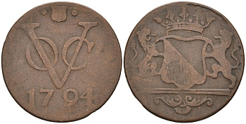 Нидерландская Восточная Индия, Утрехт (Утрехт) 1 дуит 1794 KM 111.1 медь 4577-334