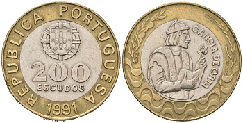 Португалия 200 эскудо 1991 Гарсия Де Орта (1501-1568) KM 655 биметалл 4536-132