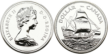 Канада 1 доллар 1979 300 лет паруснику Грифон KM 124 серебро UNC 1095-4-64