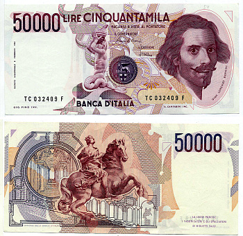 Италия 50000 лир 1984 Джованни Бернини Pick 113а 435-57-1-1