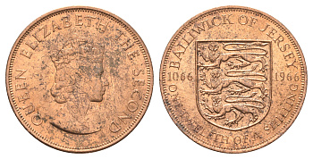 Джерси 1/12 шиллинга 1966 900 лет битве при Гастингсе KM 26 бронза aUNC 4661-125