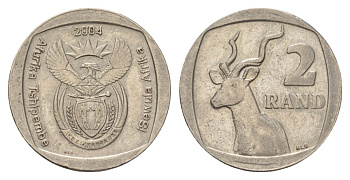 ЮАР 2 ранда 2004 KM 336 медь плакированная никелем 4626-1255