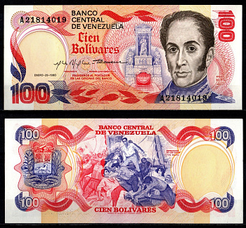 Венесуэла 100 боливаров 1980 Pick 59 бумага UNC (пресс) 7191-9-1-1