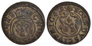 Ливония, Рига, шведская оккупация солид (шиллинг) 1649 Кристина (1634-1654) KM 21 серебро 1527-624