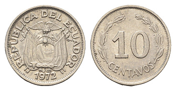 Эквадор 10 сентаво 1972 KM 76c сталь плакированная никелем 75-1159