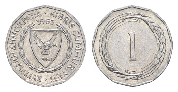 Кипр 1 миль 1963 KM 38 алюминий UNC 4649-1137