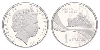 Австралия 1 доллар 2000 HMAS Sydney II KM 422a серебро PROOF 11-132-15