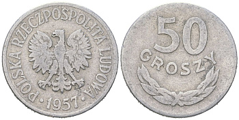 Польша 50 грошей 1957 MW Y 48.1 алюминий 4616-1055