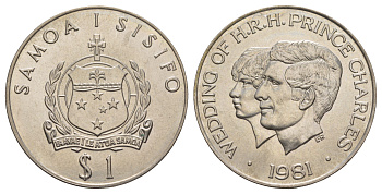 Самоа 1 тала 1981 Свадьба Принца Чарльза и Леди Дианы KM 43 медно-никель BU 4125-1123