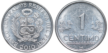 Перу 1 сентимо 2010 LIMA KM 303.4a алюминий aUNC 4189-1034