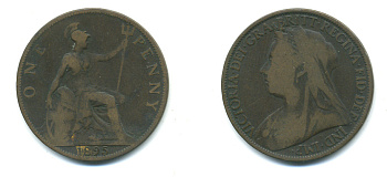 Великобритания 1 пенни 1895 Виктория (1837-1901) KM 790, Spink 3961 бронза 4383-536