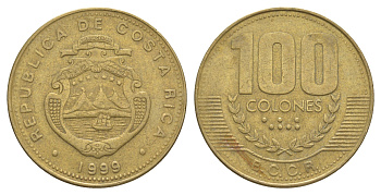 Коста-Рика 100 колонов 1999 KM 230a.1 алюминиевая бронза 4631-441