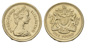 Великобритания 1 фунт 1983 Елизавета II (1952-2022) KM 933, Spink 4221 никель латунь 4675-712