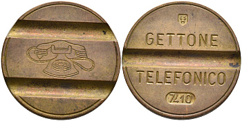 Италия жетон телефонный ND GETTONE TELEFONICO, диаметр 25 мм. латунь 4389-646