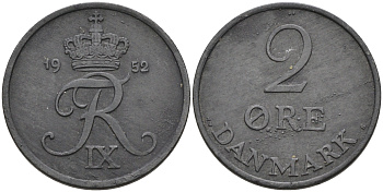 ДАНИЯ 2 ЭРЕ 1952 ФРИДЕРИК IX KM 840.1 цинк 4566-422