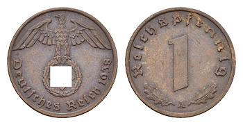 Германия 1 рейхспфенниг 1938 A KM 89, J. 361 бронза 4684-1144