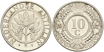 Нидерландские Антилы 10 центов 1997 Беатрикс (1980-2013) KM 34 сталь плакированная никелем 4608-454