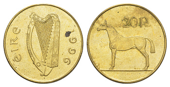 Ирландия 20 пенсов 1996 лошадь KM 25 никель латунь aUNC 4514-1211