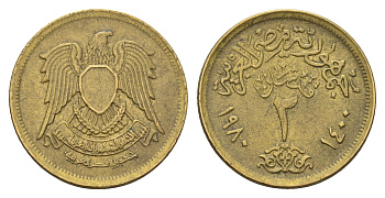 Египет 2 пиастра 1980 KM 500 алюминиевая бронза 4673-124