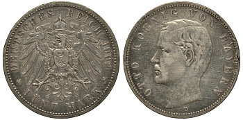 Бавария 5 марок 1902 Отто (1886-1913) Weege 47, J. 46, KM 512 серебро 3711-1441