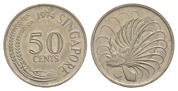 Сингапур 50 центов 1974 KM 5 медно-никель 4638-1243
