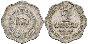 Цейлон 2 цента 1971 KM 128 алюминий 53-242