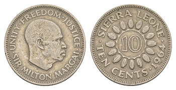 Сьерра-Леоне 10 центов 1964 Милтон Маргаи KM 19 медно-никель 4610-1013