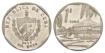 Куба 1 песо 1998 хижины Гуама KM 579 сталь плакированная никелем 4646-443