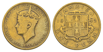 Ямайка 1 пенни 1942 KM 32 никель латунь 4628-513