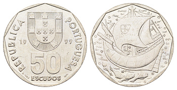 Португалия 50 эскудо 1999 KM 636 медно-никель 4542-631