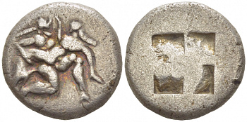 Древняя Греция Фасос драхма 525/463 сатир и нимфа серебро 00-000-00