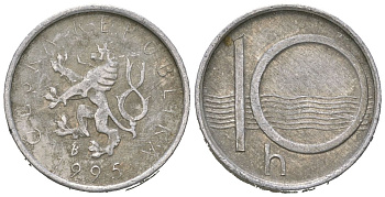 Чехия 10 геллеров 1995 KM 6 алюминий 4618-368