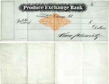 США пустой чек ND Produce Exchange Bank бумага 434-23-1-1